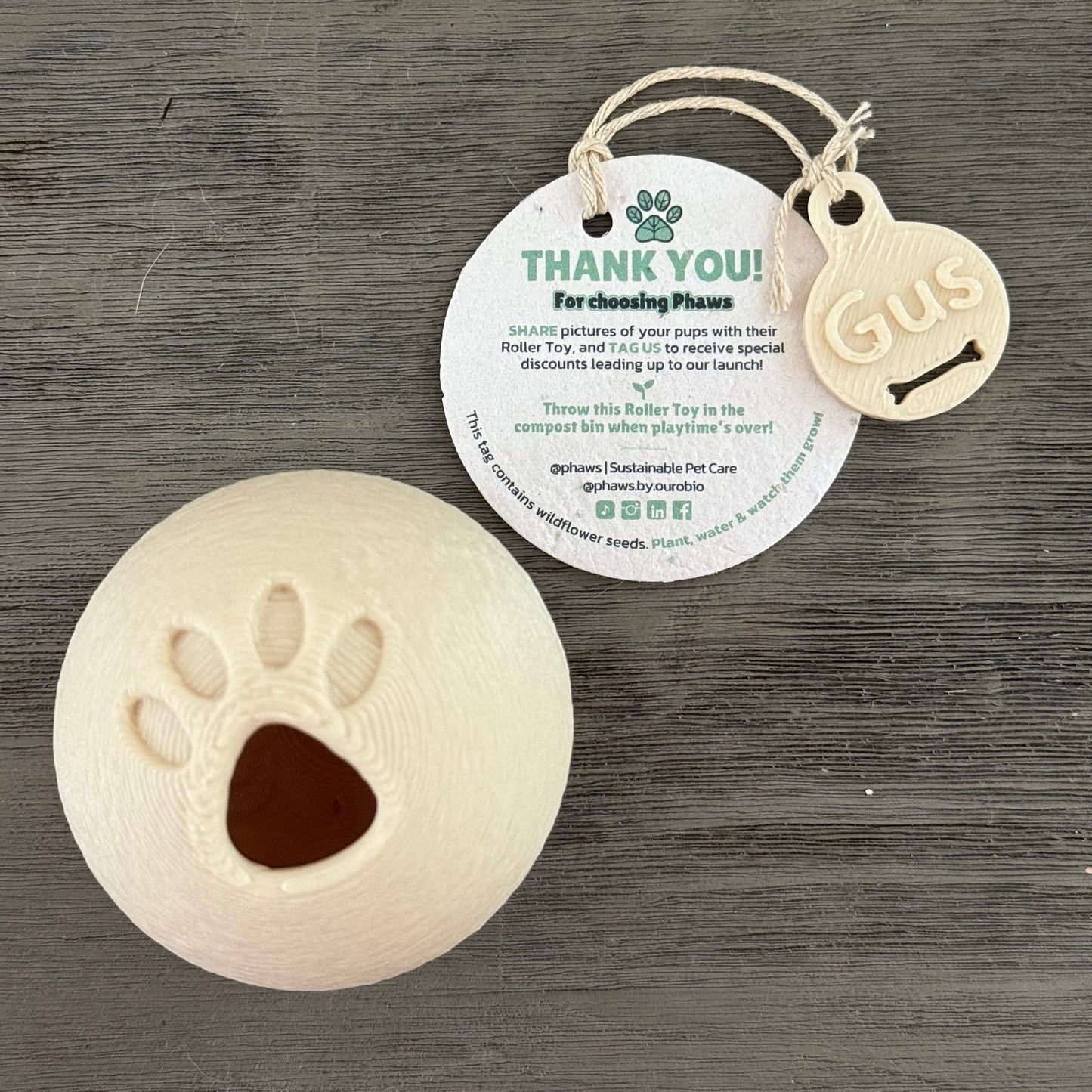 Phaws Biodegradable Treat-Dispensing Roller Toy