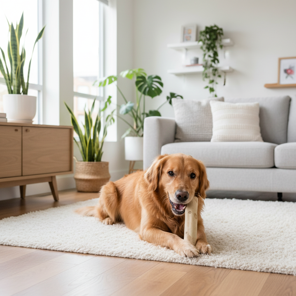 Dog with Light Coffee Wood